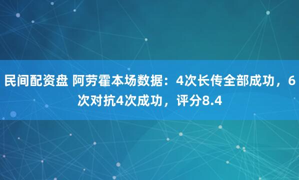 民间配资盘 阿劳霍本场数据：4次长传全部成功，6次对抗4次成功，评分8.4